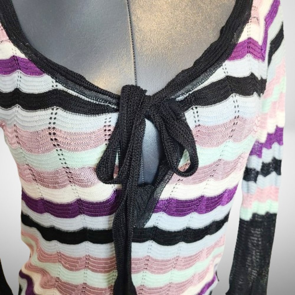 Missoni Multicolor Crochet-Knit Wool-Blend Knee Length Beautiful Dress - Picture 3 of 11